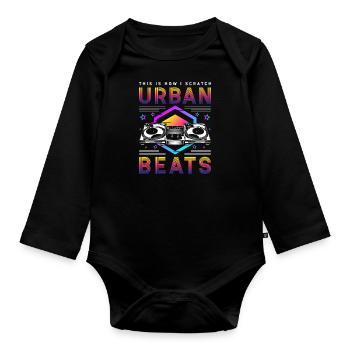 Vinyl Record Disco Rave - Organic Longsleeve Baby Bodysuit - black - Front