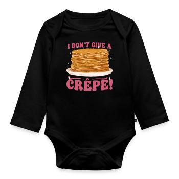 Pancake Lover Kids Pun I Don't - Organic Longsleeve Baby Bodysuit - black - Front