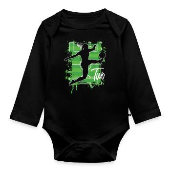 Footballer Soccer 2nd Birthday - Organic Longsleeve Baby Bodysuit - black - Front