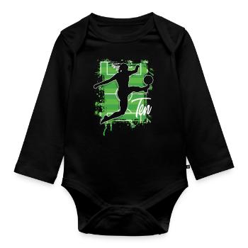 Footballer Soccer 10th Birthday - Organic Longsleeve Baby Bodysuit - black - Front