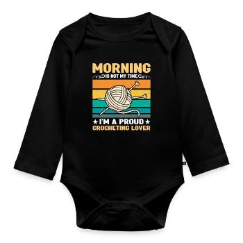 Le matin de l’amant au crochet n’est pas mon temps tricoteuse - Body Bébé bio manches longues - noir - Devant