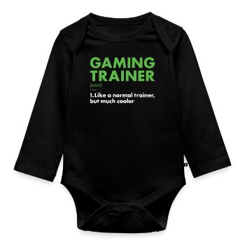 Gamer Trainer Definition Gaming - Baby Bio-Langarm-Body - Schwarz - Vorne