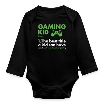 Gamer Kid Définition du jeu - Body Bébé bio manches longues - noir - Devant