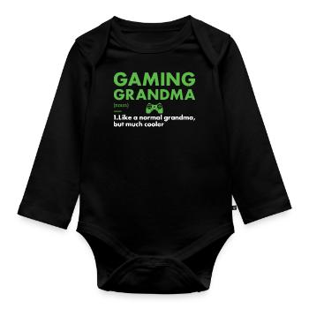 Gamer Grand-mère Définition Jeux - Body Bébé bio manches longues - noir - Devant