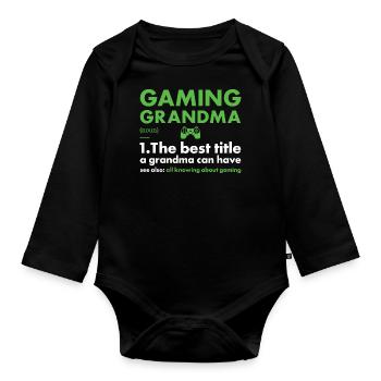 Gamer Grand-mère Définition Jeux - Body Bébé bio manches longues - noir - Devant