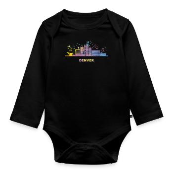 Denverites Skyline Denver - Body Bébé bio manches longues - noir - Devant