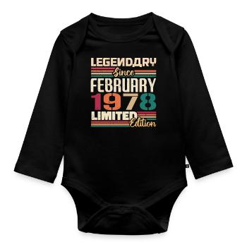 Februar 1978 Geburtstagsgeschenk Februar 1978 - Baby Bio-Langarm-Body - Schwarz - Vorne