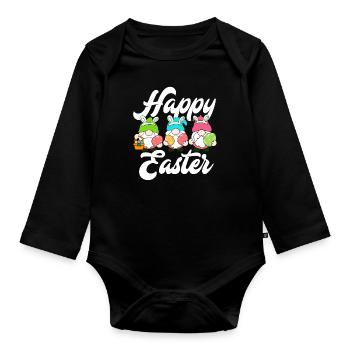 Frohe Ostern - Baby Bio-Langarm-Body - Schwarz - Vorne