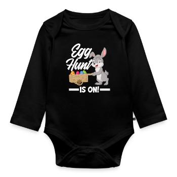 Easter Eggs Chasing Easter Bunny Easter - Organic Longsleeve Baby Bodysuit - black - Front