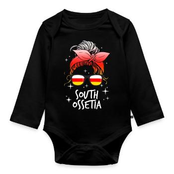 South Ossetia - Organic Longsleeve Baby Bodysuit - black - Front