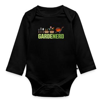 Garten Nerd - Baby Bio-Langarm-Body - Schwarz - Vorne