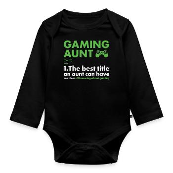 Gamer Aunt Definition Gaming - Baby Bio-Langarm-Body - Schwarz - Vorne