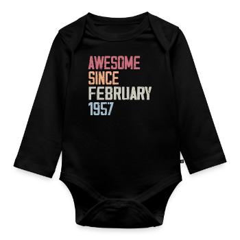 Februar 1957, 67. Geburtstag 1957 Februar 67 Jahre - Baby Bio-Langarm-Body - Schwarz - Vorne