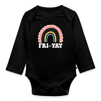 Fri Yay Teachers School Weekend Vibes - Baby Bio-Langarm-Body - Schwarz - Vorne