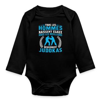 Les meilleurs deviennent judokas cadeau judo - Body Bébé bio manches longues - noir - Devant