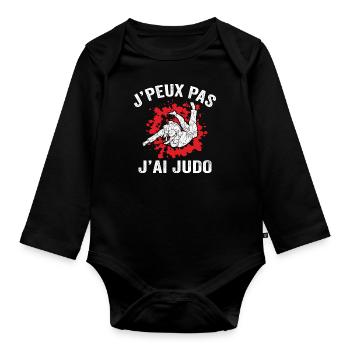 je peux pas j'ai judo - Body Bébé bio manches longues - noir - Devant