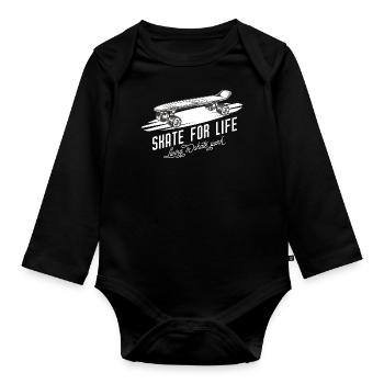 Skateboard Skate For Life Skateboarder - Baby Bio-Langarm-Body - Schwarz - Vorne
