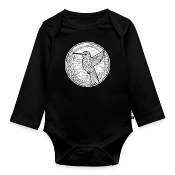 Kolibri Buntglas - Baby Bio-Langarm-Body - Schwarz - Vorne