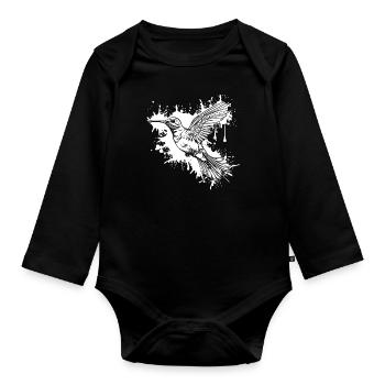 Kolibri Watercolor Hummingbird - Baby Bio-Langarm-Body - Schwarz - Vorne