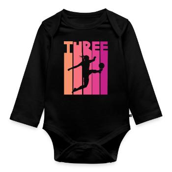 Soccer Woman Soccer 3rd Birthday - Organic Longsleeve Baby Bodysuit - black - Front