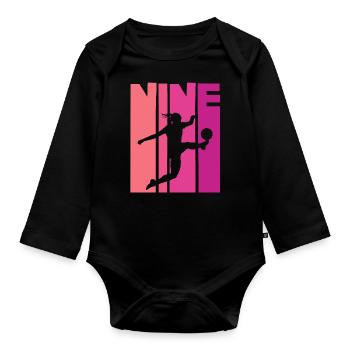 Footballer Soccer 9th Birthday - Organic Longsleeve Baby Bodysuit - black - Front