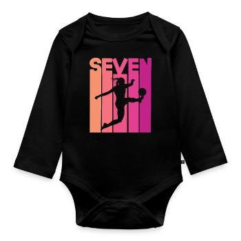 Joueuse de football 7e anniversaire - Body Bébé bio manches longues - noir - Devant