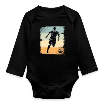 Football Joueurs de football - Body Bébé bio manches longues - noir - Devant