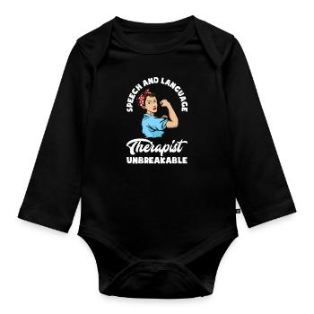 Speech therapist, speech therapist, speech therapist - Organic Longsleeve Baby Bodysuit - black - Front