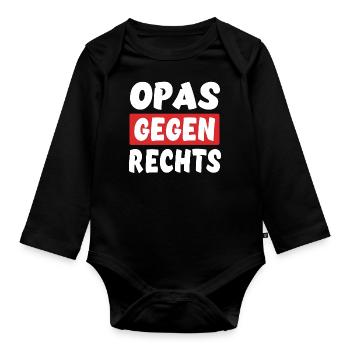 Opas Gegen Rechts - Rechts Nein Danke - Baby Bio-Langarm-Body - Schwarz - Vorne