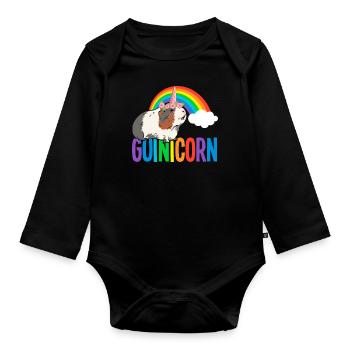 Meerschweinchen Regenbogen LGBTQ - Baby Bio-Langarm-Body - Schwarz - Vorne