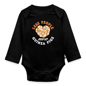 Meerschweinchen Herz Haustier - Baby Bio-Langarm-Body - Schwarz - Vorne