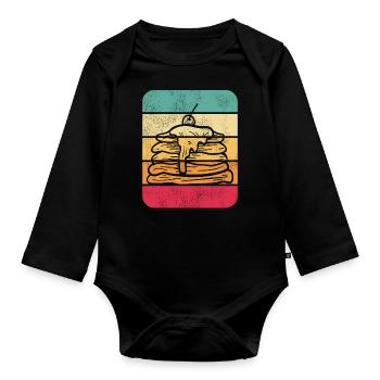 Pancake Lover Kids Retro Vintage - Baby Bio-Langarm-Body - Schwarz - Vorne