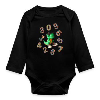 Chiffres - Rentrée avec Dino - Body Bébé bio manches longues - noir - Devant