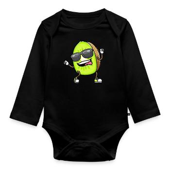 Dancing Kiwi with sunglasses - Organic Longsleeve Baby Bodysuit - black - Front