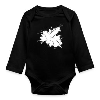 Kolibri Watercolor Hummingbird - Baby Bio-Langarm-Body - Schwarz - Vorne