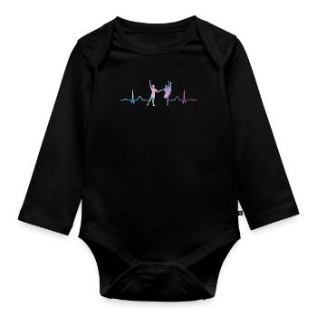 Ballett Tänzer Herzschlag Ekg Ballerina - Baby Bio-Langarm-Body - Schwarz - Vorne
