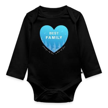 Best Family - Organic Longsleeve Baby Bodysuit - black - Front