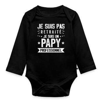 Nicht Retreat Opa Professional Opa Geschenk - Baby Bio-Langarm-Body - Schwarz - Vorne