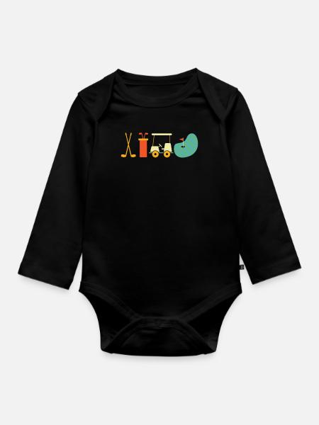 Golf Golfer Golfen - Baby Bio-Langarm-Body - Schwarz