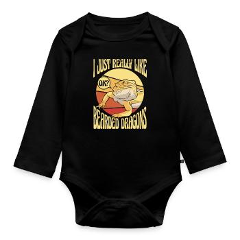 Wirklich wie Bartagamen Pogona Eidechse Haustier - Baby Bio-Langarm-Body - Schwarz - Vorne