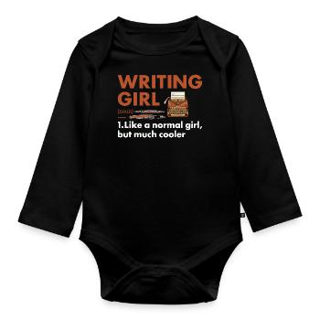 Writer Girl Definition Writing - Organic Longsleeve Baby Bodysuit - black - Front