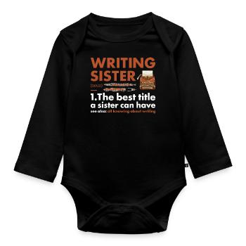Writer Sister Definition Writing - Organic Longsleeve Baby Bodysuit - black - Front