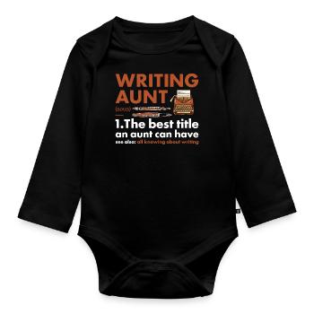 Writer Aunt Definition Writing - Organic Longsleeve Baby Bodysuit - black - Front