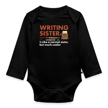 Writer Sister Definition Writing - Organic Longsleeve Baby Bodysuit - black - Front