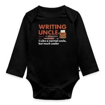 Writer Uncle Definition Writing - Organic Longsleeve Baby Bodysuit - black - Front