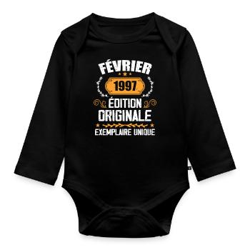 Geschenk zum 27. Geburtstag, geboren im Februar 1997 - Baby Bio-Langarm-Body - Schwarz - Vorne