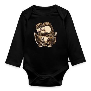 Pangolins Lovers Pinecone Animals - Organic Longsleeve Baby Bodysuit - black - Front