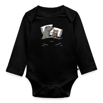staffStaffordshire Bull Terrier dog with cuddly tie - Organic Longsleeve Baby Bodysuit - black - Front