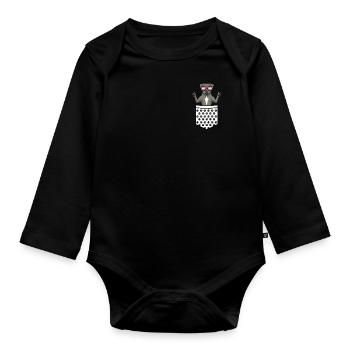 staffordshire bull terrier dog with sun sun - Organic Longsleeve Baby Bodysuit - black - Front
