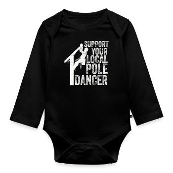 Soutenez votre monteur de lignes Pole Dancer local - Body Bébé bio manches longues - noir - Devant